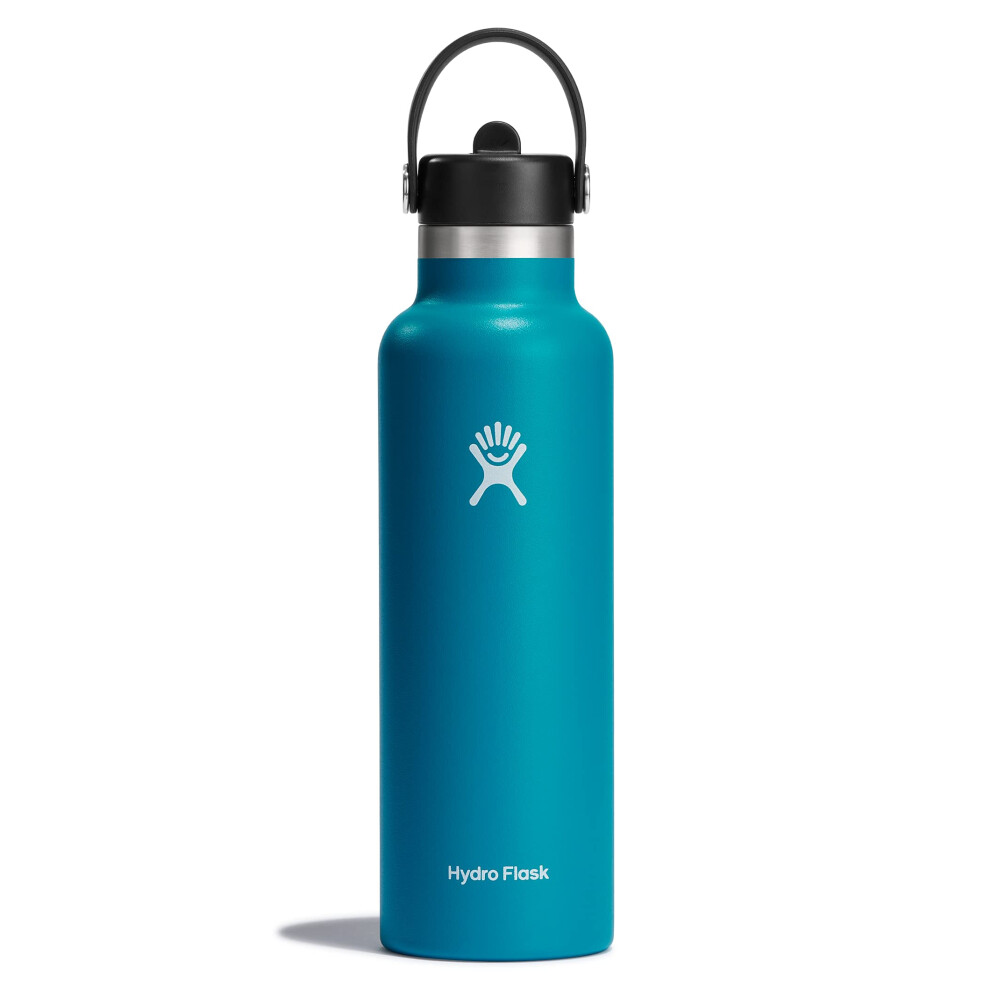 HYDRO FLASK - Water Bottle 621 ml (21 oz) with Flex Straw cap - Vacuum Insulated Stainless Steel Reusable Water Bottle - Leakproof Lid - Hot and cold