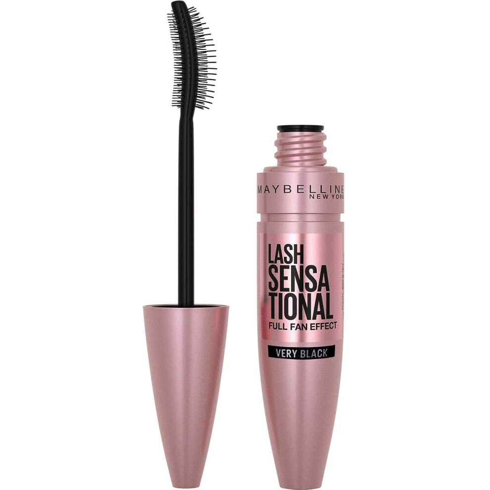 Photos - Mascara Maybelline New York Lash Sensational Washable  Lengthening and Volumizing for a Full Fan Effect Very Black 1 count Bl 
