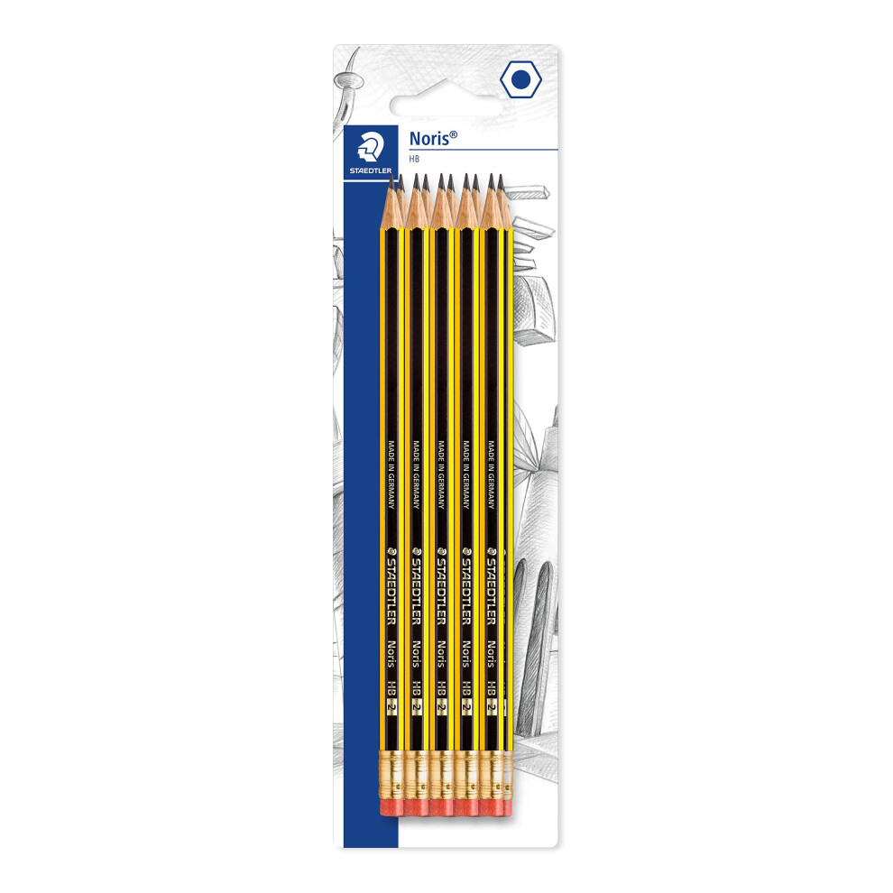 STAEDTLER 122-2 BK10 Noris graphite Pencil with Eraser Tip - HB (Pack of 10)