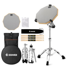 Donner Snare Drum Stand Set with Drum Practice Pad  12 Double-sided Silent Drum Pad set  Drumsticks  Backpack Adjustable Stand Fits 10-14 Dia Drums
