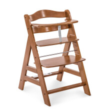 Hauck Alpha+ grow Along Adjustable Wooden High chair Seat w 5 Point Harness & Bumper Bar for Baby & Toddler Up to 198 lbs Beechwood Walnut Finish