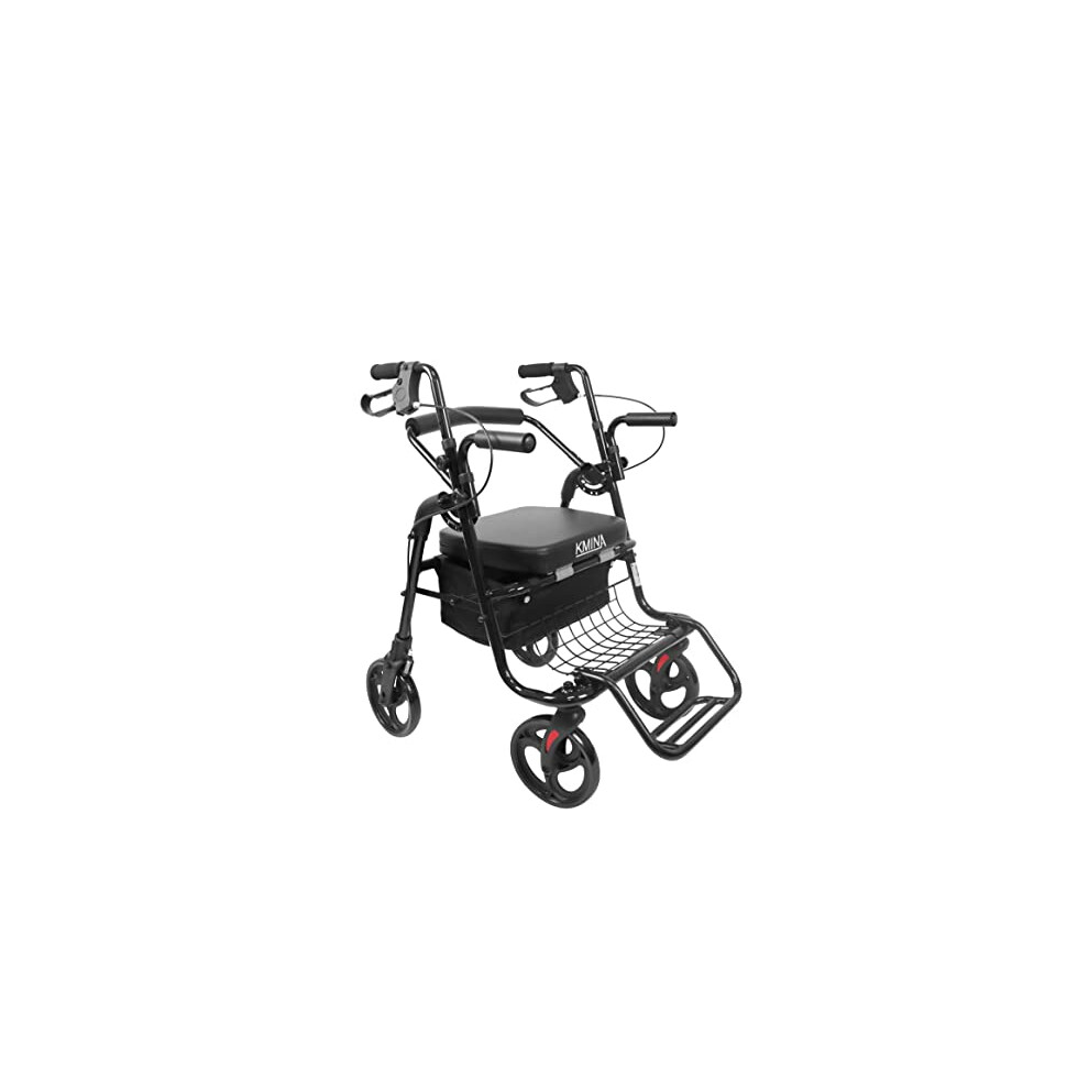 Kmina - Rollator Wheelchair Combo Narrow 2 In 1 Rollator Walker & Transport Chair Rollator Walker Wheelchair Combo Folding Rollator Walker With Sea