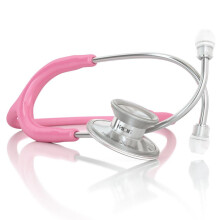 MDF Acoustica Lightweight Stethoscope for Doctors Nurses Students Home Health Use Adult Dual Head Pink Tube Silver Chestpiece-Headset MDF747XP