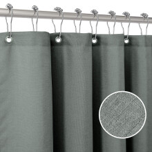 VANZAVANZU Shower Curtain with Metal Hooks Linen Fabric Heavy Duty Bath Curtain for Bathroom and Bathtubs, Hotel Quality, Weighted Hem, Waterproof, 72