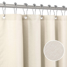 VANZAVANZU Shower curtain with Metal Hooks Linen Fabric Shower curtain Heavy Duty Bath curtain for Bathroom and Bathtubs Hotel Quality Weighted Hem