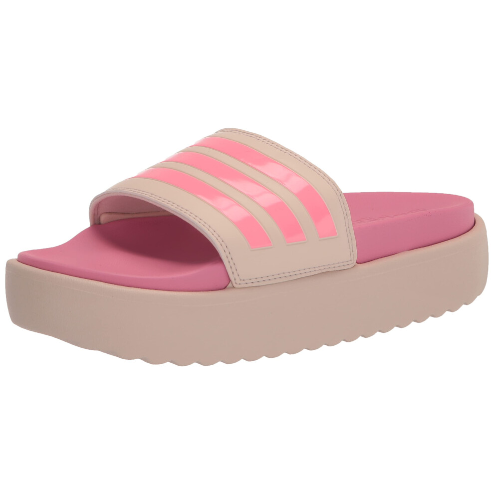 adidas Women's Adilette Platform Slide Sandal  Wonder Quartz/Beam Pink/Taupe Metallic  9