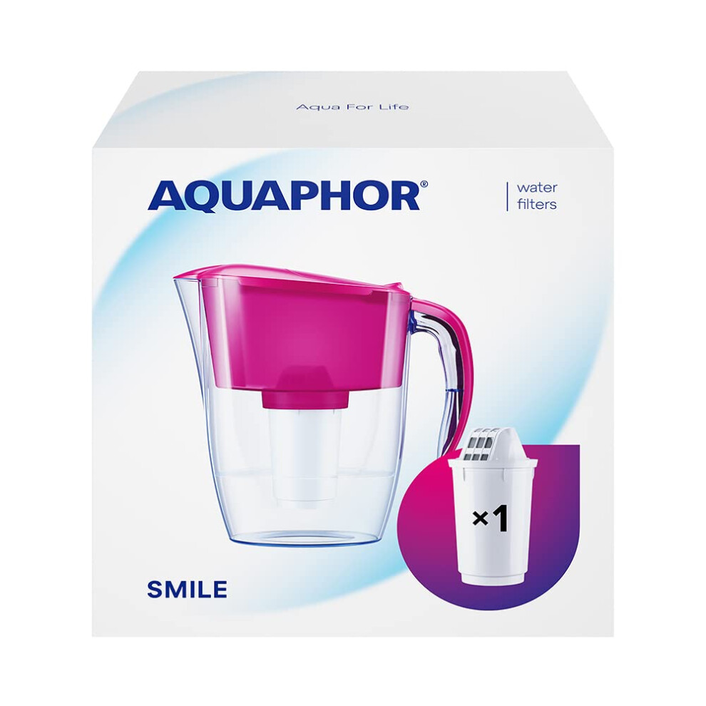 Water Filter Jug AQUAPHOR Smile Fridge Includes 1x A5 MG Filter Cartridge Pink - Image 3