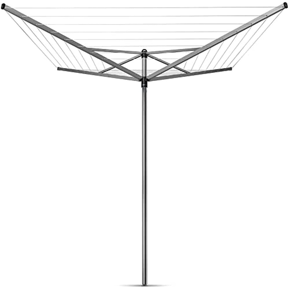 Brabantia Topspinner Outdoor 4 Arm Spinning Clothesline (197 Ft/ 1.8"") Rotating Folding Clothes Drying Rack + Ground Spike (Gray)