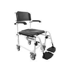 KMINA PRO - Handicap Shower Chair with Wheels Rolling Shower Chairs for Disabled Adjustable Bedside Commode with Wheels Shower Wheelchair with Buck