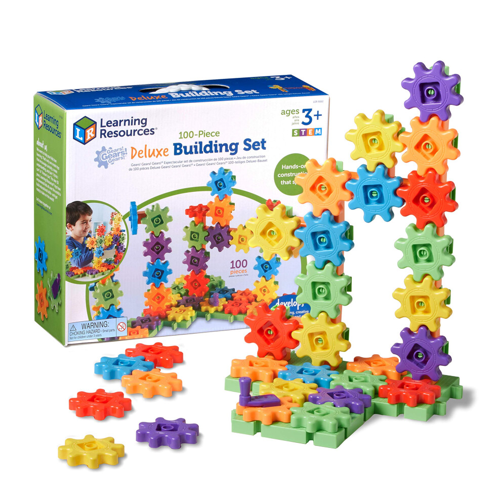 Learning Resources Gears! Gears! Gears! 100-Piece Deluxe Building Set - Ages 3+  Preschool Building Sets  Gears Toys for Kids  STEM Toys for Toddlers