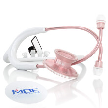 MDF Acoustica Lightweight Stethoscope for Doctors Nurses Students Home Health Use Adult Dual Head White Tube Rosegold (Matte Finish) Chestpiece