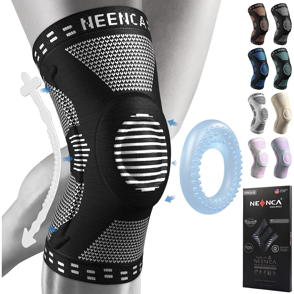 Neenca Knee Braces For Knee Pain Relief, Compression Knee Sleeves With Patella Gel Pad & Side Stabilizers, Knee Support For Weightlifting, Running, Wo