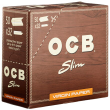 OCB Virgin King Size Slim Unbleached Rolling Paper - 1 Box (Total 1600 Papers)