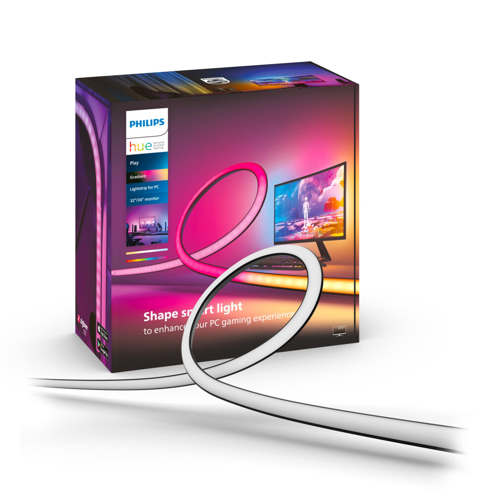 Philips Hue Play Gradient Pc Lightstrip [For 32-34 Inch Screens] Led Smart Lighting. Sync For Entertainment Gaming And Media