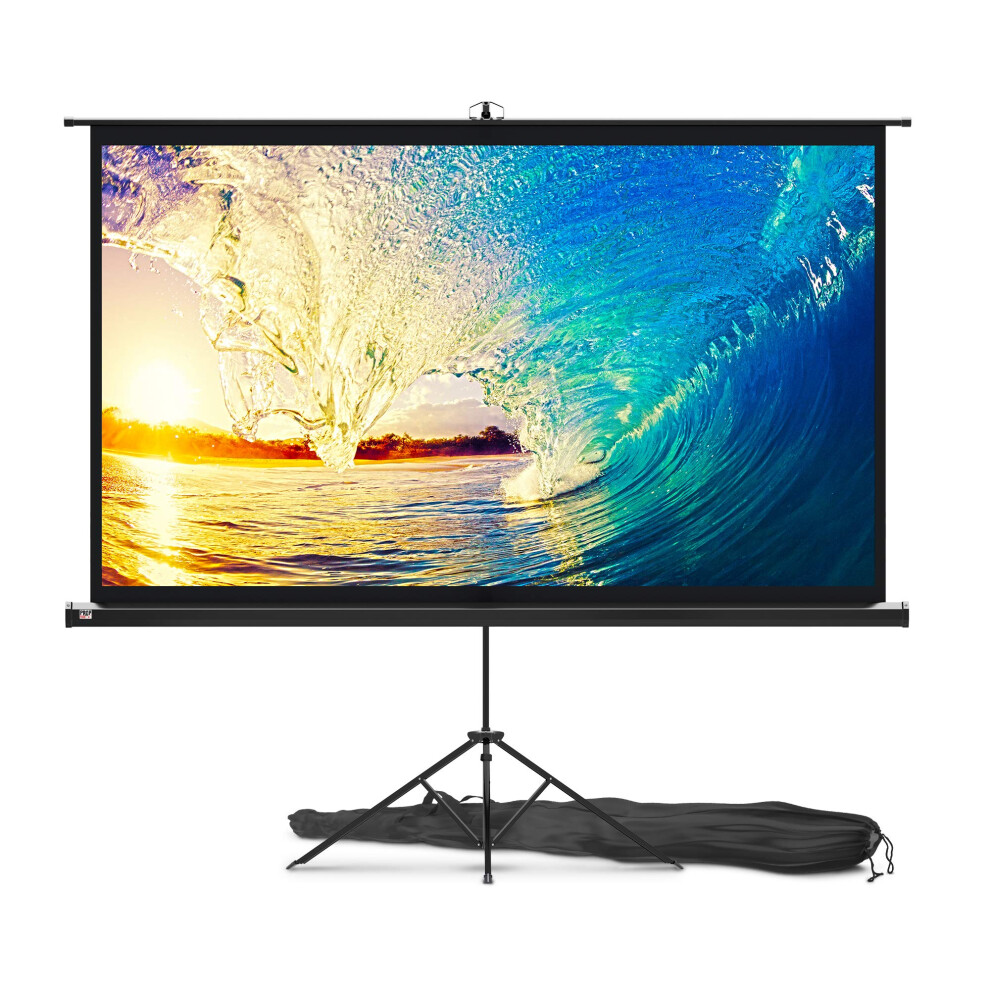 Projector Screen With Stand 84 Inch - Indoor And Outdoor Projection Screen For Movie Or Office Presentation - 16:9 Hd Premium Wrinkle-Free Tripod Scre 600291708809