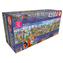 Educa - XXL Puzzle, Rund um die Welt. 42000 Teile Puzzle für Erwachsene. Mit Heft über Monumente (17570)