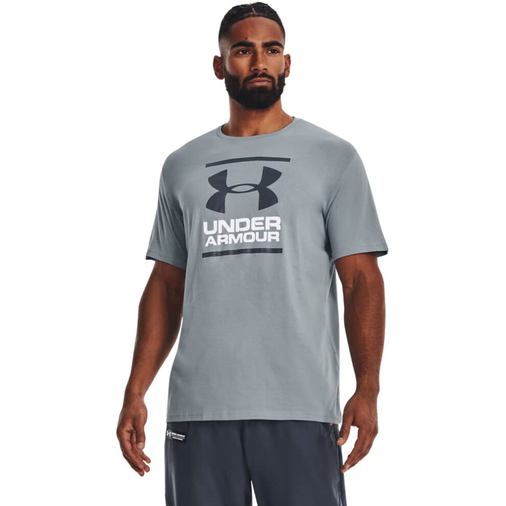 Under Armour Men's Standard Global Foundation Short-Sleeve T-Shirt  (465) Harbor Blue/Harbor Blue/White  Small