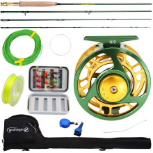 Sougayilang Fly Fishing Rod Reel Combos with Lightweight Portable Fly Rod and Fly Reel Fly Fishing Complete Starter Package(Green)