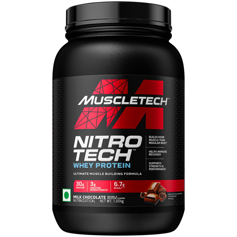 Whey Protein Powder  MuscleTech Nitro-Tech Whey Protein Isolate & Peptides  Protein + Creatine for Muscle Gain  Muscle Builder for Men & Women  Sports