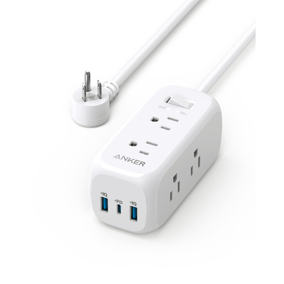 Anker 332 USB C Power Strip  Surge Protector with 300J  6 Outlets  3-Side Outlet Extender  10ft Extension Cord  Designed for iPhone 15/15 Plus/15 Pro/