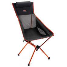 Cascade Mountain Tech Outdoor Lichtgewicht Hoge Rug Campstoel met Hoofdkussen en Draagtas - Zwart