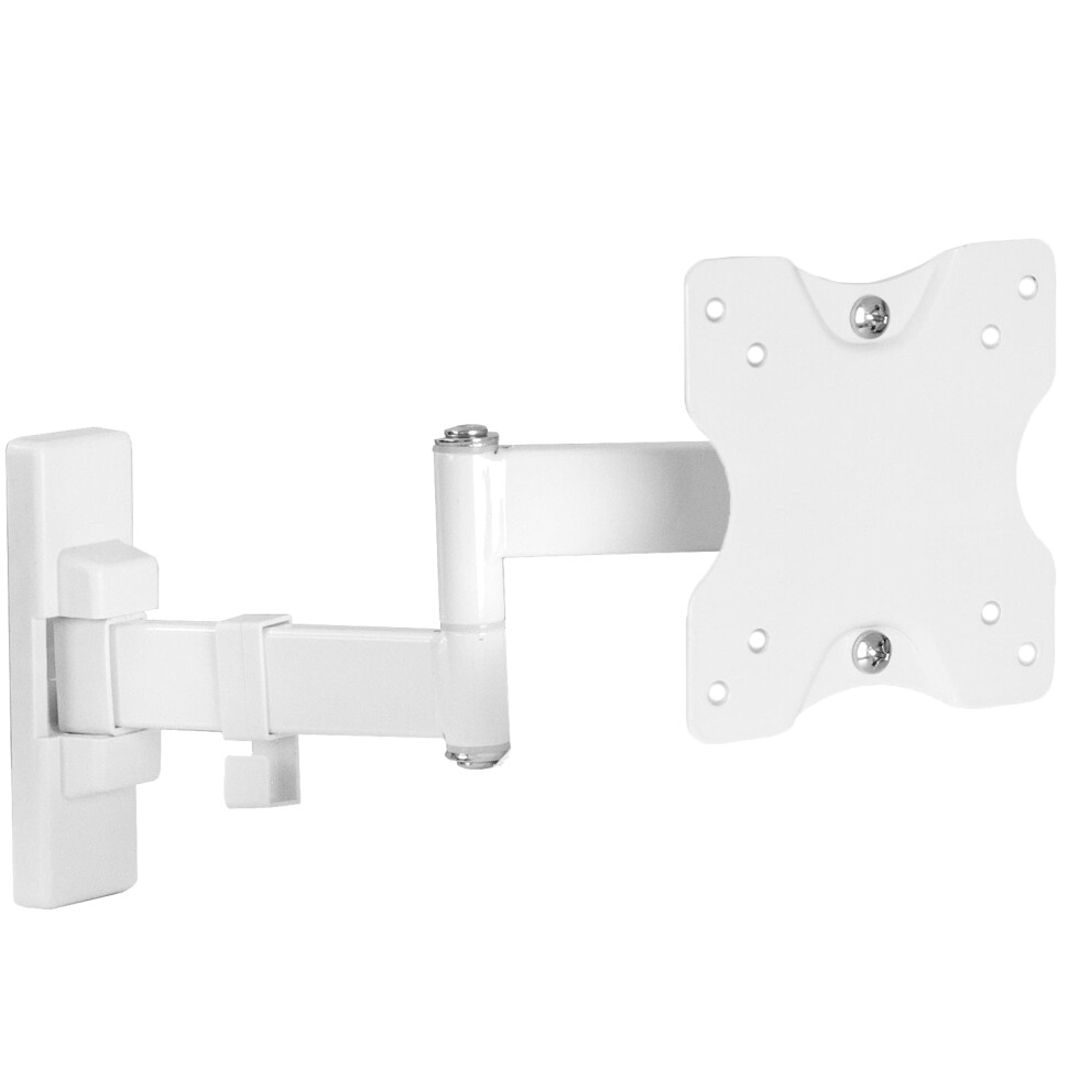 VIVO Full Motion Wall Mount for up to 27 inch LCD LED TV and Computer Monitor Screens  Tilt and Swivel Bracket with Max 100x100mm VESA  White  MOUNT-V