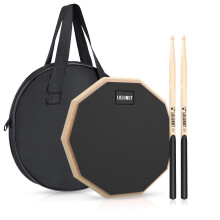 LOLUNUT 12 Inch Silent Drum Pad Dumb Drum Beginner Rubber Practice Pad with 5A Drum Sticks & Storage Bag(Black)