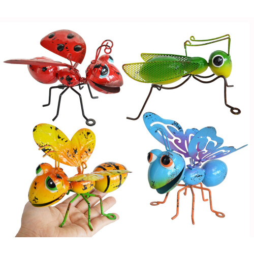 GIFTME 5 Metal Garden Sculptures Statues Yard Art Decoration Set of 4 Garden Decor Perfect Hanging The Tree Porch Backyard or Patio Wall Decor on OnBuy