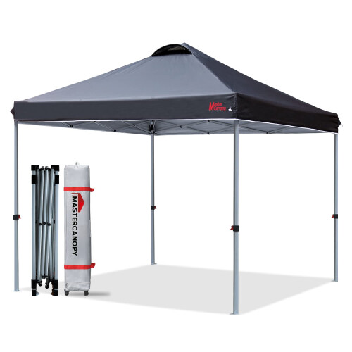MASTERCANOPY Durable Ez Pop-up Canopy Tent with Roller Bag (8x8  Black)