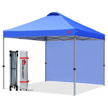 MASTERCANOPY Durable Ez Pop-up Canopy Tent with 1 Sidewall (8'x8' Blue)