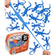 UpBrands 24 Pack BLUESuper Stretchy Lizard Toys - Cool Party Favors, Rubber Lizards for Kids