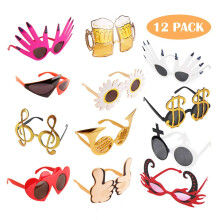 TD.IVES Sjove briller Fest solbriller kostume solbriller masker 12 pakke seje formede sjove festbriller