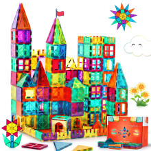 Gemmicc Magnetic Tiles Building Blocks for Kids STEM Approved Educational Toys 3D Magnet Puzzles Stacking Blocks for Boys Girls 63 PCS Classic Set