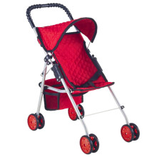 The New York Doll Collection My First Doll Cochecito con cesta Cochecito plegable para muecas (rojo acolchado)