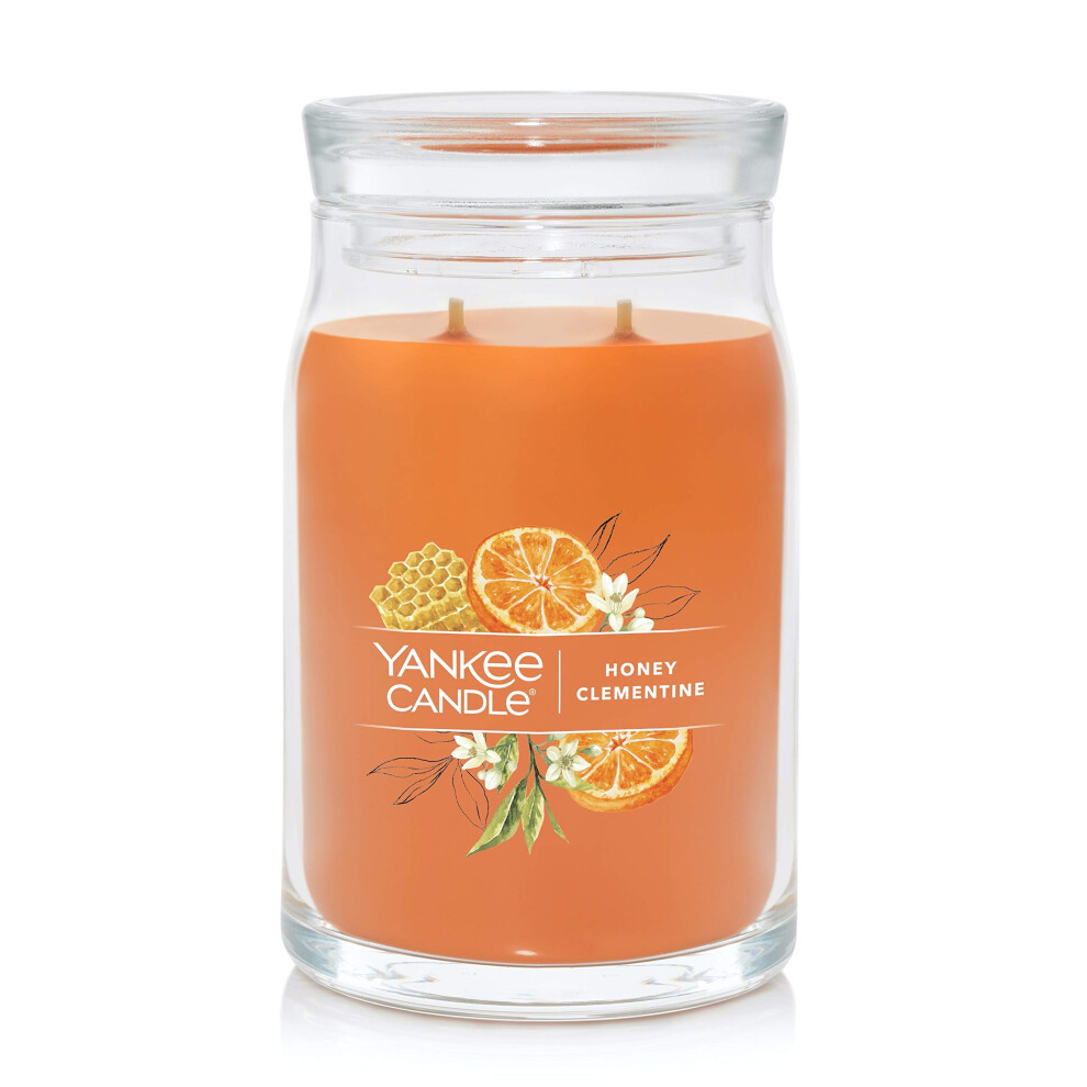 Yankee Candle Honey Clementine Scented  Signature 20oz Large Jar 2-Wick Candle  Over 60 Hours of Burn Time