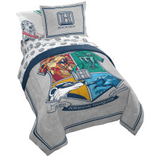 Jay Franco Harry Potter Stand mpreuna cu 5 buca?i Set de pat cu doua piese - Include set de conforturi ?i foi - Super Soft Kids Bedding Microfib