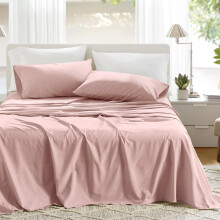 Comfort Spaces 100% Cotton Sheets Twin Breathable & Ultra Soft Cotton Sheets Naturally Cool Cotton Bed Sheets with 12"" Elastic Pocket Fits up to 14