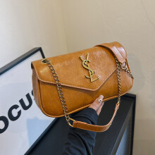 (Light brown, 15cm*7cm*25cm) New trendy envelope bag, shoulder bag, high-looking armpit crossbody bag