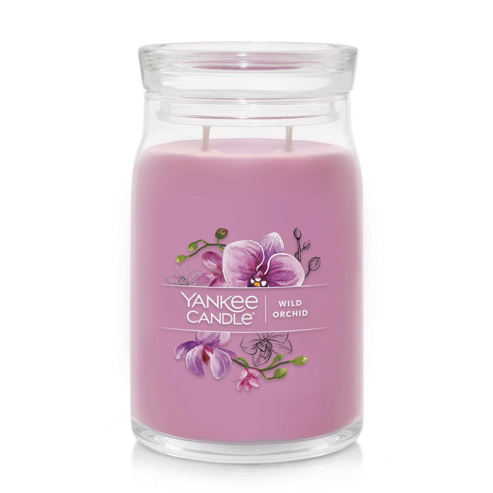 Yankee Candle Wild Orchid Scented  Signature 20oz Large Jar 2-Wick Candle  Over 60 Hours of Burn Time