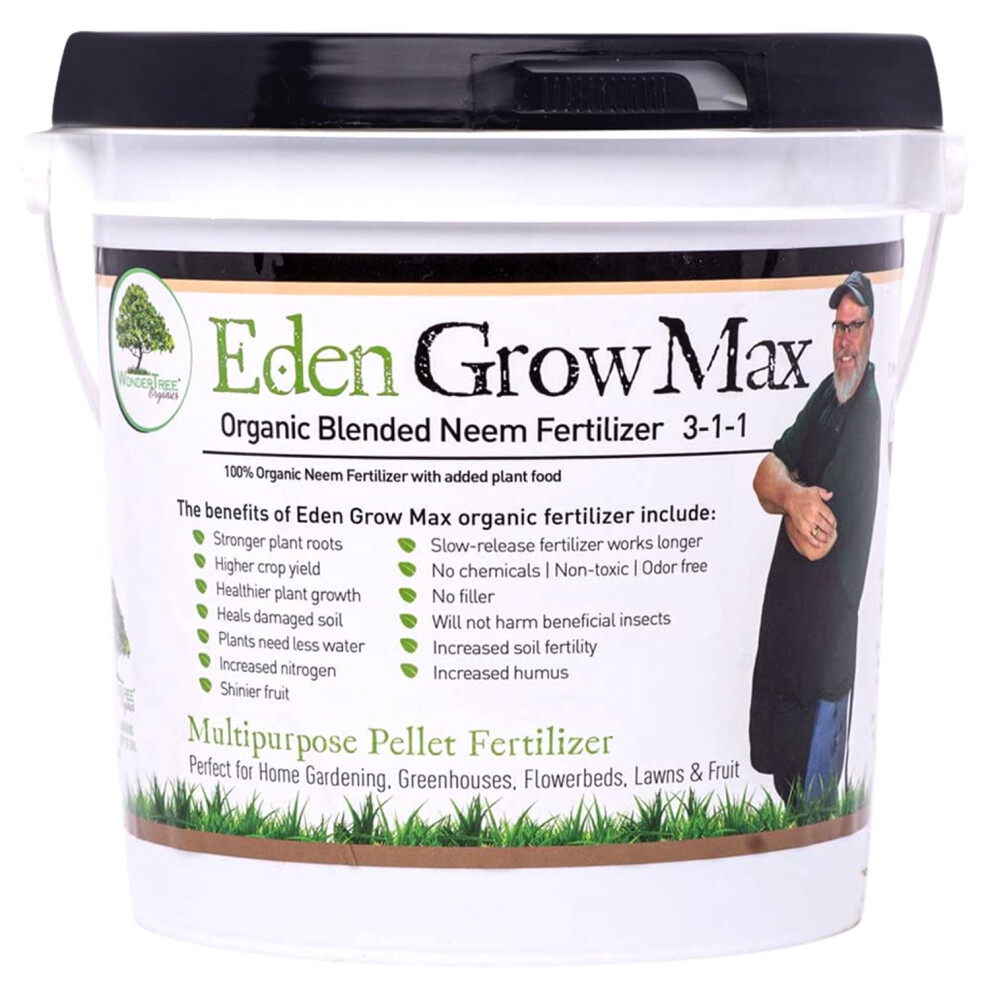 Eden Grow Max Organic Blended Neem Cake | Perfect for Home Gardening  Fruits  Lawns & Flowers | OMRI Listed (5lbs)