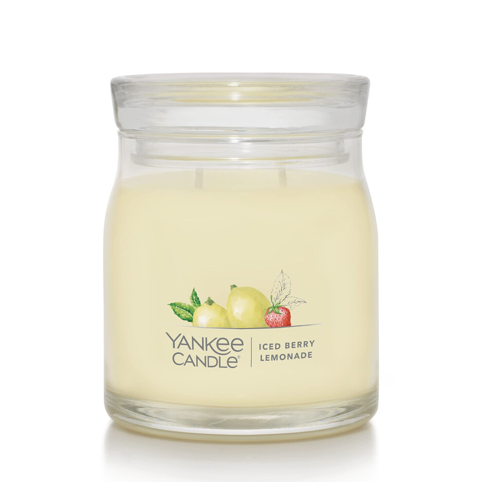 Yankee Candle Iced Berry Lemonade Scented  Signature 13oz Medium Jar 2-Wick Candle  Over 35 Hours of Burn Time