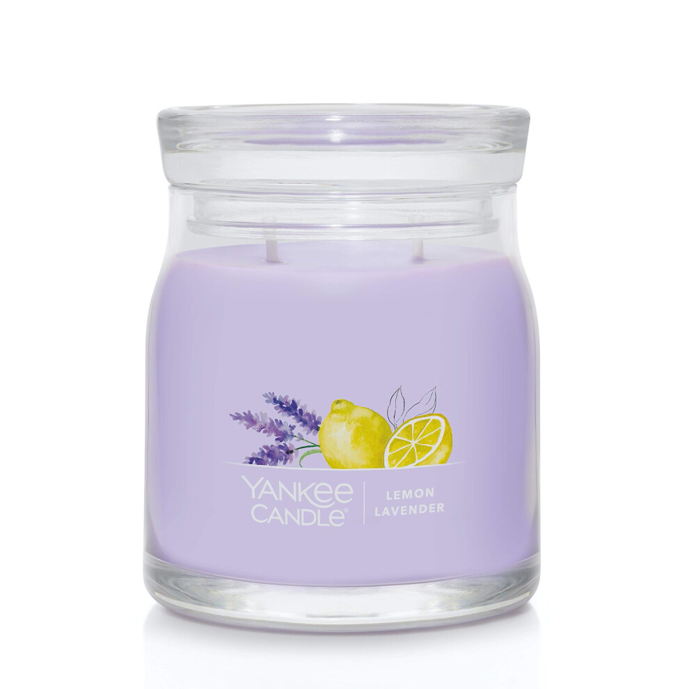 Yankee Candle Lemon Lavender Scented  Signature 13oz Medium Jar 2-Wick Candle  Over 35 Hours of Burn Time