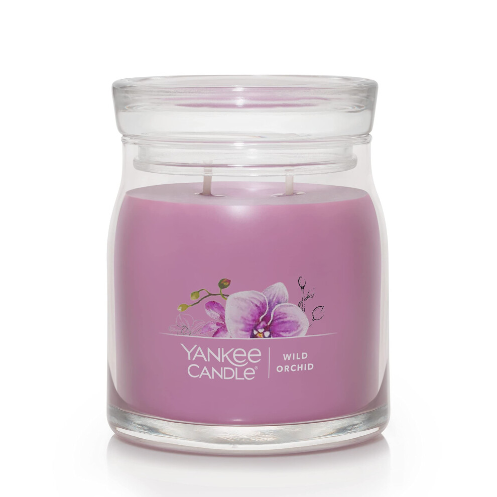 Yankee Candle Wild Orchid Scented  Signature 13oz Medium Jar 2-Wick Candle  Over 35 Hours of Burn Time