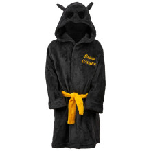 (XSmall (4-5), Black) Batman Bruce Wayne Velvet Fleece Kids Hooded Robe