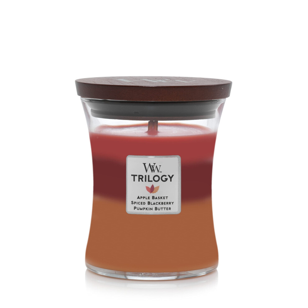 WoodWick Medium Hourglass Candle  Autumn Harvest - Premium Soy Blend Wax  Pluswick Innovation Wood Wick  Made in USA