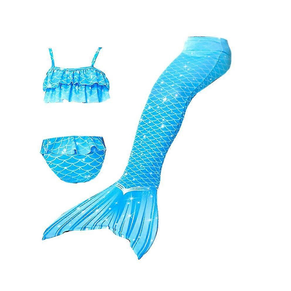 (120cm(5-6T), 3PCS without fins15) Summer Girl Mermaid Tail With Monofin Halloween Costume Princess Dress Swimsuit Bikini Bathing Suit For Swim-image-OPC-PFT6XW5-NEW