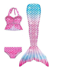 (120cm(5-6T), 3PCS without fins19) Summer Girl Mermaid Tail With Monofin Halloween Costume Princess Dress Swimsuit Bikini Bathing Suit For Swim