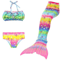 (120cm(5-6T), 3PCS without fins23) Summer Girl Mermaid Tail With Monofin Halloween Costume Princess Dress Swimsuit Bikini Bathing Suit For Swim