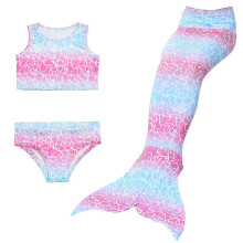 (120cm(5-6T), 3PCS without fins25) Summer Girl Mermaid Tail With Monofin Halloween Costume Princess Dress Swimsuit Bikini Bathing Suit For Swim