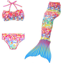 (120cm(5-6T), 3PCS without fins24) Summer Girl Mermaid Tail With Monofin Halloween Costume Princess Dress Swimsuit Bikini Bathing Suit For Swim